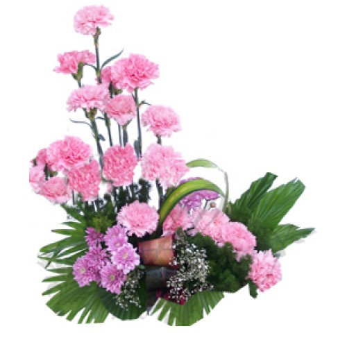 Basket of 20 Pink Carnations