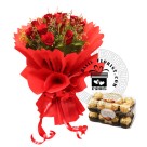 10 Roses Bunch with Ferrero Rochere Chocolates
