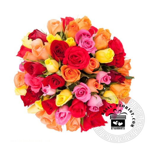 80 Multicolor Roses Bunch