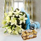 White lily & 16 Ferrero Rochere Combo