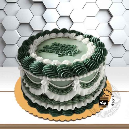 Green Ornament design cake