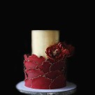Golden and Crimson Delight: A Scaled Design Cake