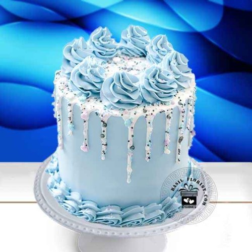 Tall Blue Cake Design 