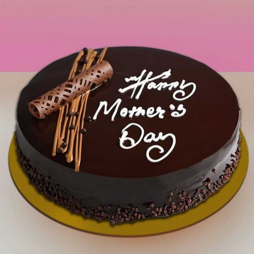 A Decadent Mother's Day Cake with Chocolate Garnish