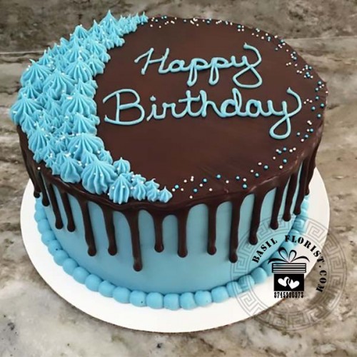 Blue Chocolaty Birthday Cake