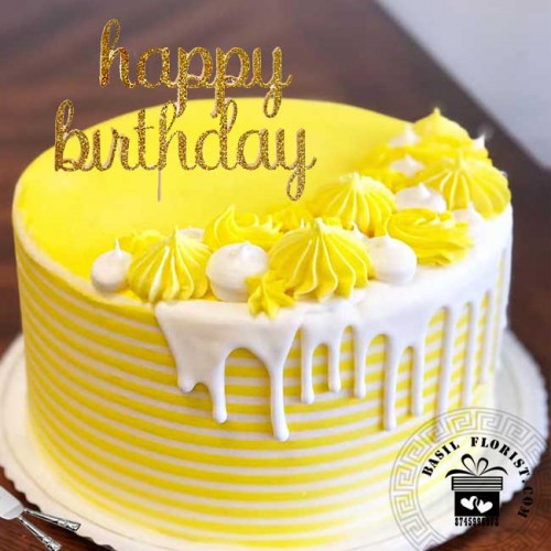 Cream Dripping Yellow Tall Cake 