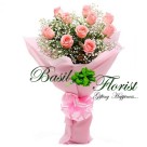 10 Pink Roses Bunch