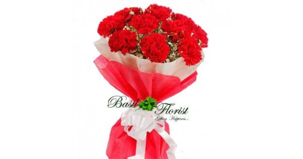 Carnation Red Textile Flowers Bunch