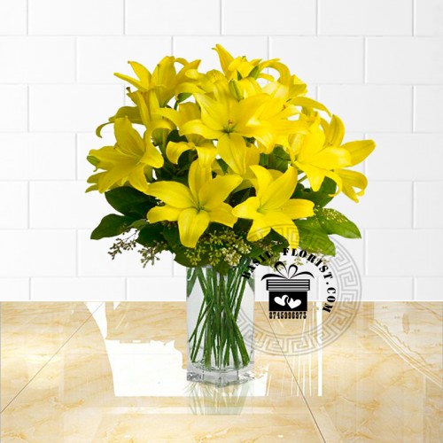 Asiatic Yellow Lily with Vase