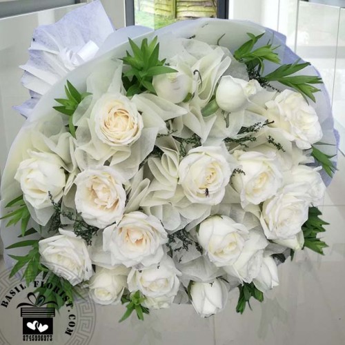 White Dutch Roses Bunch 