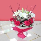 Carnation & White Asiatic Lily Bunch