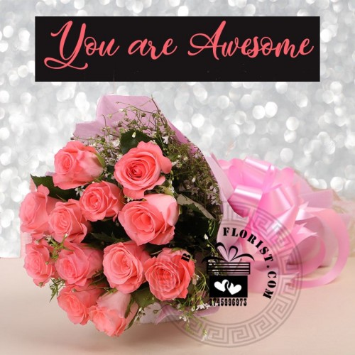 You are Awesome (12 pink roses)