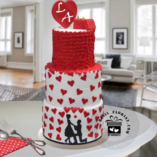 Three Layer Engagement Cake