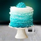 Blue Omber Ruffle Cake