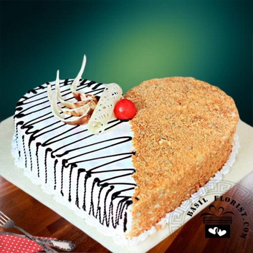 Heart Shape Vanilla Butter Scotch Cake