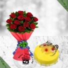 1 kg Pineapple Delight Cake and 11 Red Roses