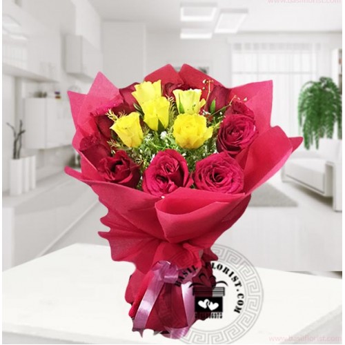 Olivia (5 yellow roses & 10 red roses.)