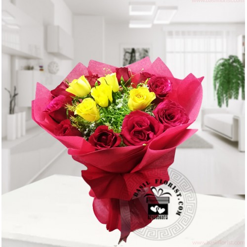 Olivia (5 yellow roses & 10 red roses.)