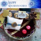 Blue fance Rakhi & Ferrero Rocher 