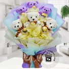 6 Teddy Bear  and 6 ferrero rochere bunch