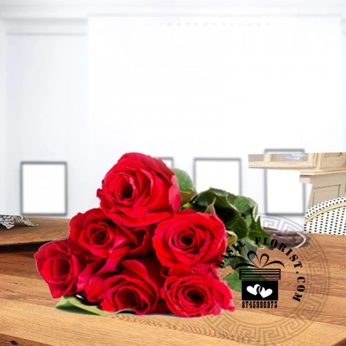 bunch of six red roses for home delivery